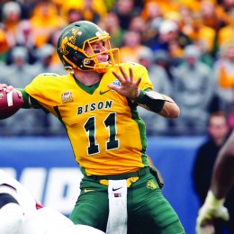 Jan 9, 2016; Frisco, TX, USA; North Dakota State Bison quarterback Carson Wentz (11) throws a pass in the third quarter against the Jacksonville State Gamecocks in the FCS Championship college football game at Toyota Stadium. North Dakota State won the championship 37-10. Mandatory Credit: Tim Heitman-USA TODAY Sports
