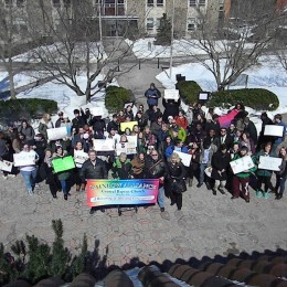 View of Friday’s Solidarity Stand on the Walton patio.